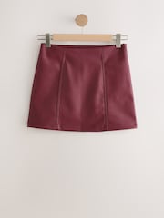 Berry Red Faux Leather Mini Skirt - Image 8 of 10