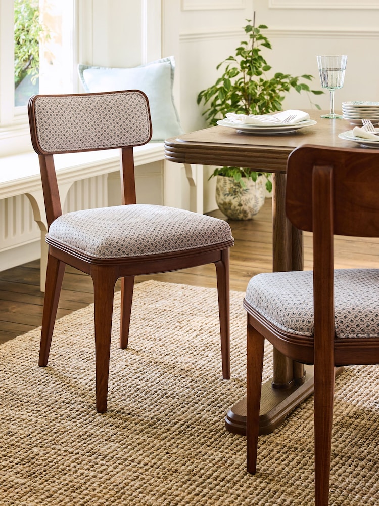 Laura Ashley Knellbank Geo Barcombe Non Arm Carver Dining Chair - Image 1 of 7