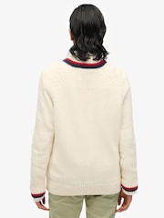 Superdry Cream Tipped Half Zip Jumper - Image 3 of 5