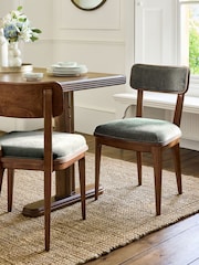 Laura Ashley Hundon Chenille Green Barcombe Non Arm Carver Dining Chair - Image 1 of 8