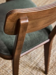 Laura Ashley Hundon Chenille Green Barcombe Non Arm Carver Dining Chair - Image 2 of 8