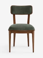 Laura Ashley Hundon Chenille Green Barcombe Non Arm Carver Dining Chair - Image 4 of 8