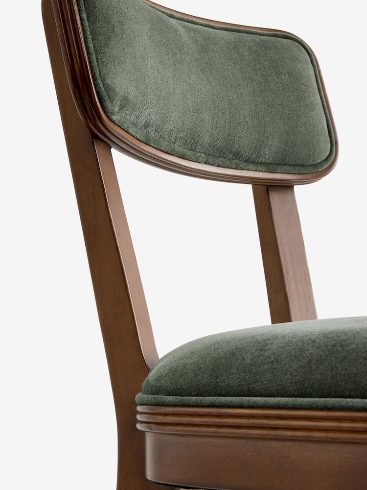 Laura Ashley Hundon Chenille Green Barcombe Non Arm Carver Dining Chair - Image 8 of 8