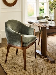 Laura Ashley Hundon Chenille Green Barcombe Arm Carver Dining Chair - Image 1 of 3