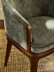 Laura Ashley Hundon Chenille Green Barcombe Arm Carver Dining Chair - Image 2 of 3