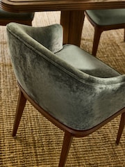 Laura Ashley Hundon Chenille Green Barcombe Arm Carver Dining Chair - Image 3 of 3