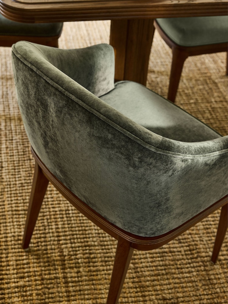 Laura Ashley Hundon Chenille Green Barcombe Arm Carver Dining Chair - Image 3 of 3