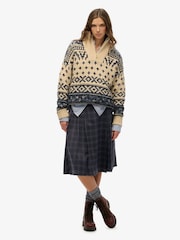 Superdry Grey Check Pleated Midi Skirt - Image 1 of 6