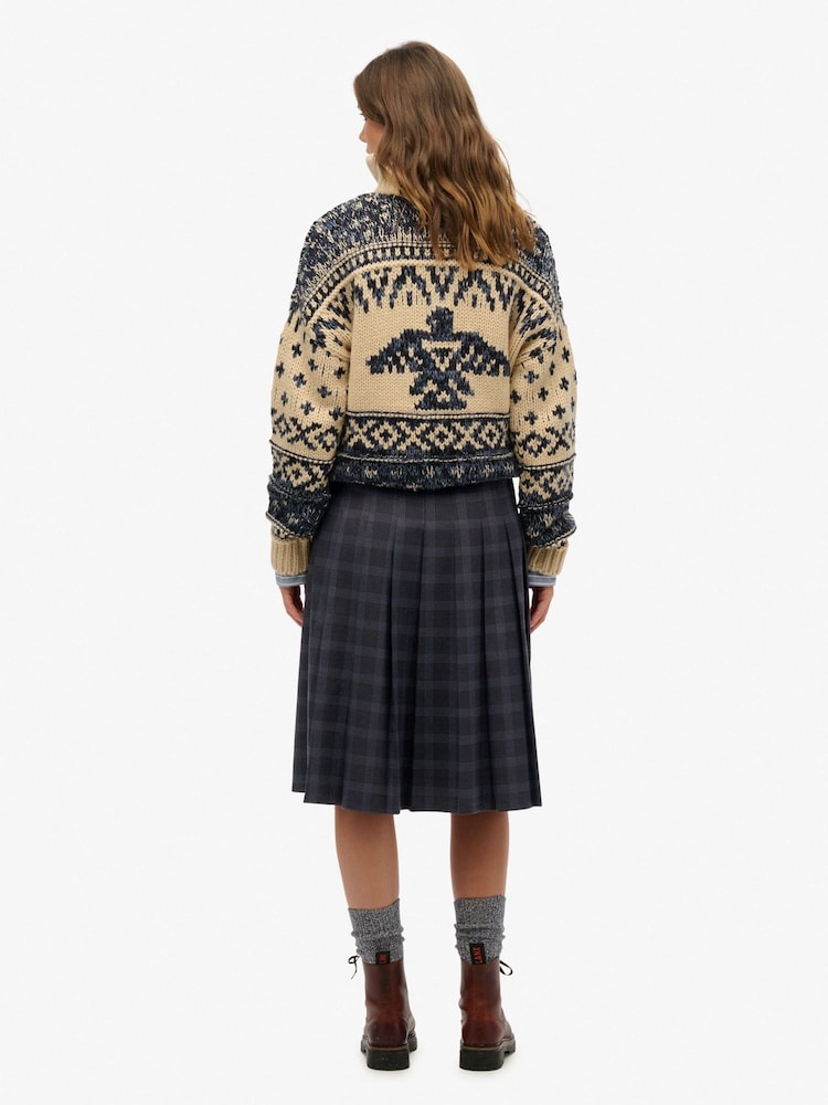 Superdry Grey Check Pleated Midi Skirt - Image 2 of 6