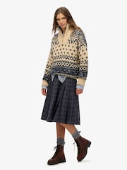 Superdry Grey Check Pleated Midi Skirt - Image 3 of 6