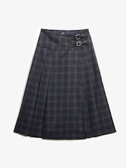 Superdry Grey Check Pleated Midi Skirt - Image 6 of 6