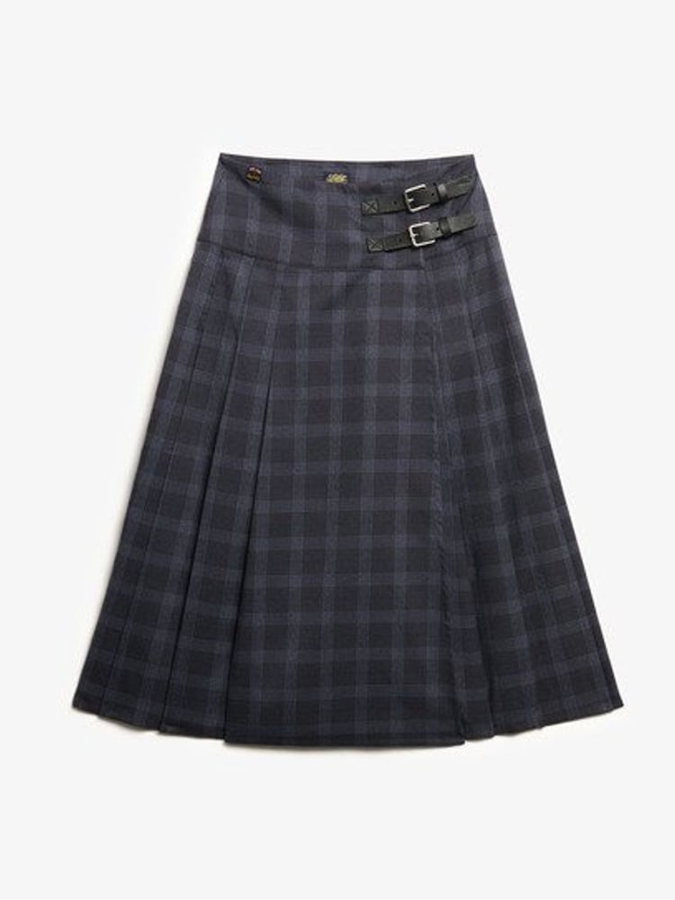 Superdry Grey Check Pleated Midi Skirt - Image 6 of 6