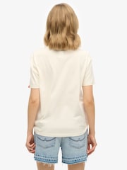 Superdry Cream Embellished Varsity Relaxed 100% Cotton T-Shirt - Image 2 of 4