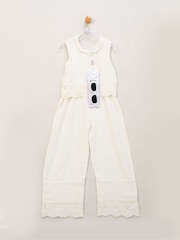 Miss Broderie White Jumpsuit and Sunglasses Outfit Set - Image 2 of 3