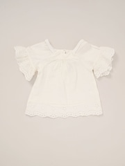Miss Broderie White Top and Wide Leg Trousers Outfit Set - Image 3 of 5