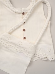 Miss Broderie Crop White Top Jeans and Bag Outfit Set - Image 6 of 6
