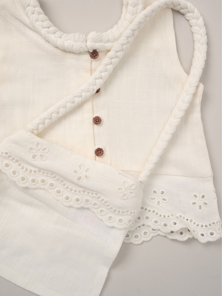 Miss Broderie Crop White Top Jeans and Bag Outfit Set - Image 6 of 6