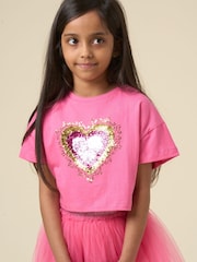 Miss Cropped Printed Brown T-Shirt and Skirt Outfit Set - Image 4 of 4