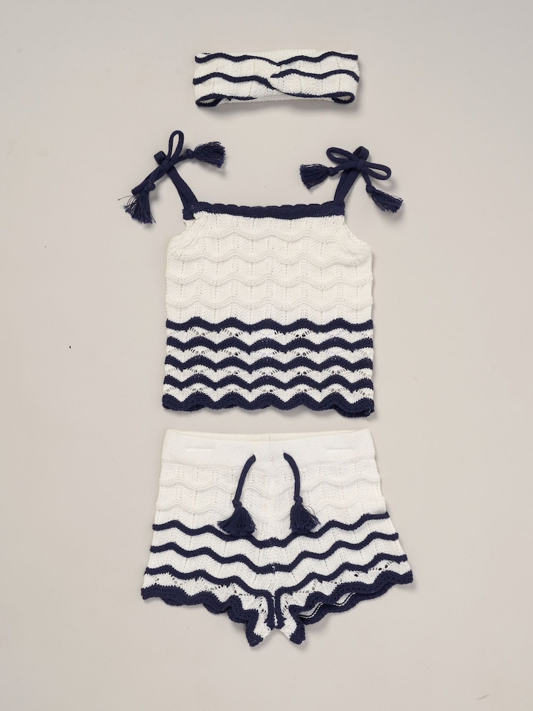 Miss True Knit Top Shorts and Headband Outfit Set - Image 1 of 5 Miss True Knit Top Shorts and Headband Outfit Set - Image 1 of 5