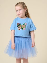 Miss Cropped Printed Brown T-Shirt and Skirt Outfit Set - Image 3 of 4