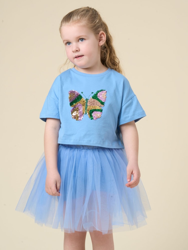 Miss Cropped Printed Brown T-Shirt and Skirt Outfit Set - Image 3 of 4