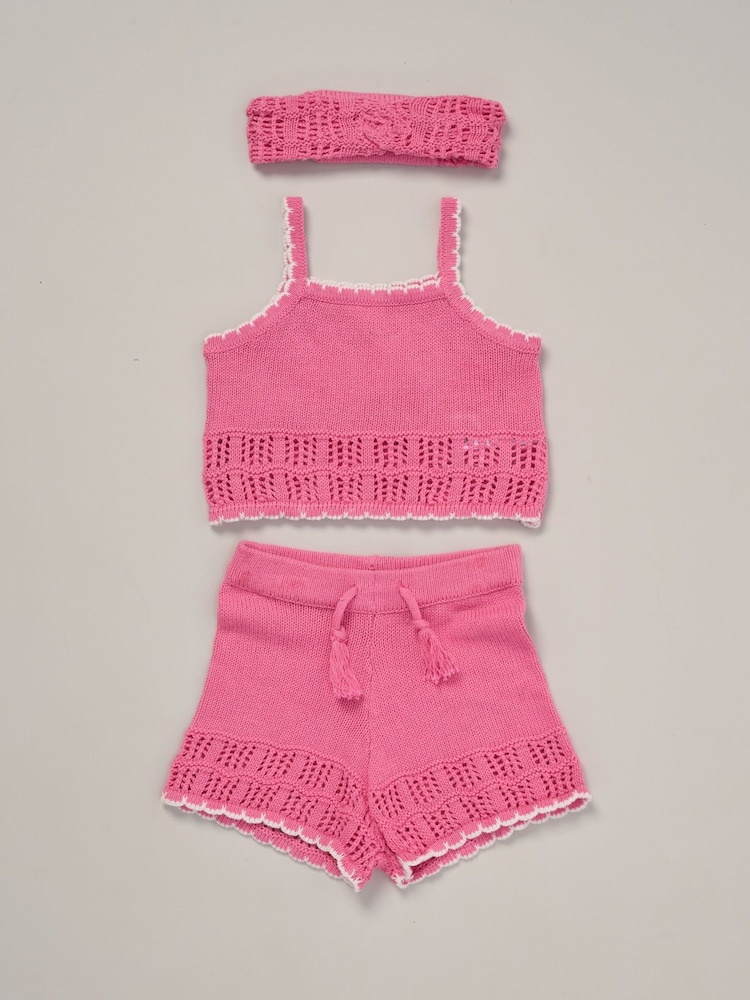 Miss Red 100% Cotton True Knit Top Shorts and Headband Outfit Set - Image 1 of 5