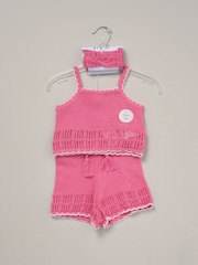Miss Red 100% Cotton True Knit Top Shorts and Headband Outfit Set - Image 2 of 5