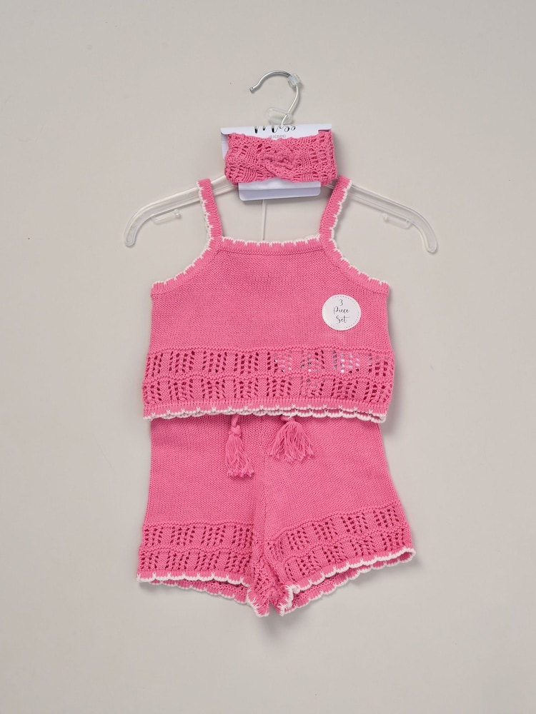 Miss Red 100% Cotton True Knit Top Shorts and Headband Outfit Set - Image 2 of 5