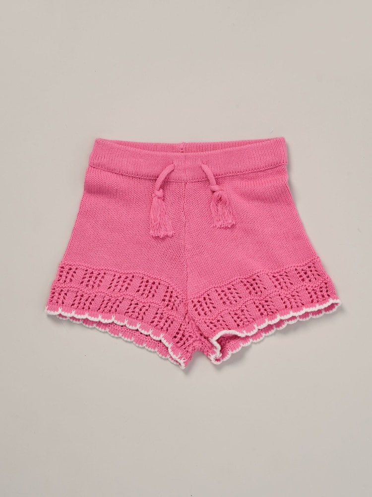 Miss True 100% Cotton White Knit Top Shorts and Headband Outfit Set - Image 3 of 5