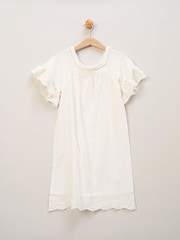 Miss Broderie White Dress Denim Jacket and Hair Clip Outfit Set - Image 4 of 5