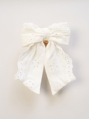 Miss Broderie White Dress Denim Jacket and Hair Clip Outfit Set - Image 5 of 5