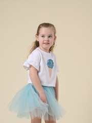 Miss Cropped Printed Brown T-Shirt and Skirt Outfit Set - Image 1 of 6