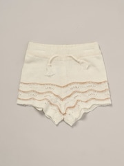 Miss True 100% Cotton White Knit Top Shorts and Headband Outfit Set - Image 3 of 5