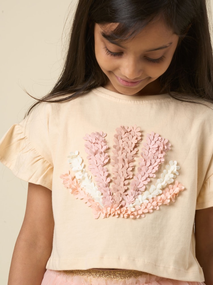 Miss Cropped Printed Brown T-Shirt and Skirt Outfit Set - Image 5 of 5