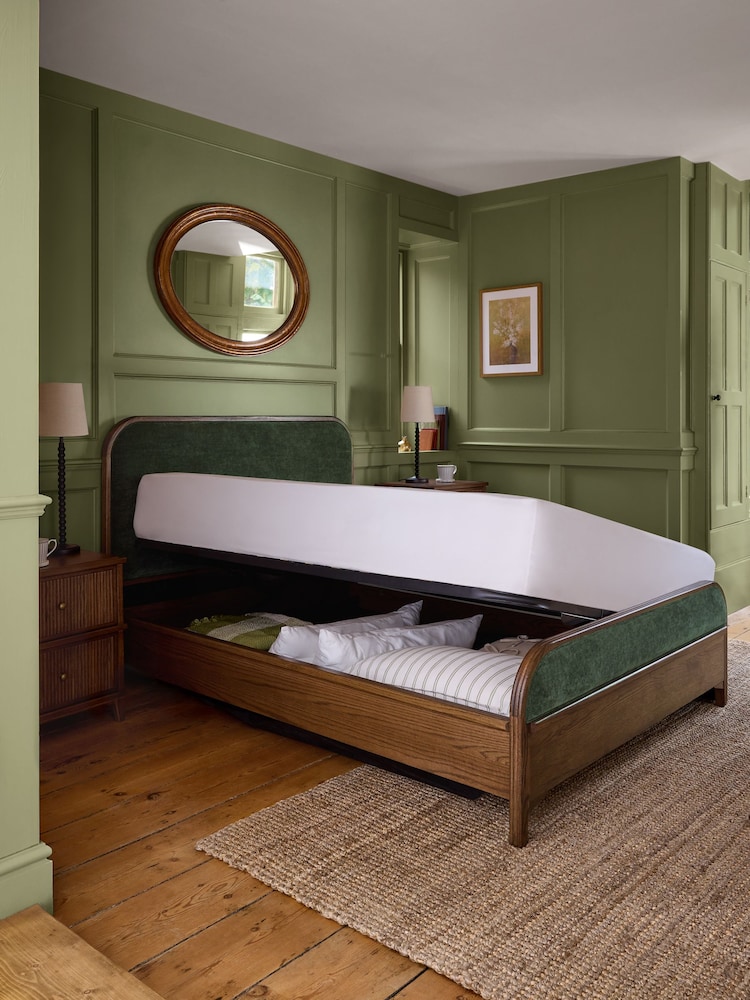 Laura Ashley Hundon Chenille Green Barcombe Ottoman Storage Bed - Image 2 of 6