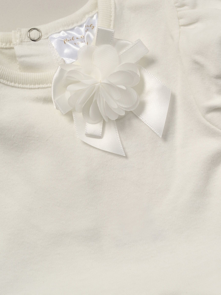 Rock-A-Bye Baby Boutique Rose Ribbon Detail Tutu White Bodysuit and Headband Outfit Set - Image 2 of 2
