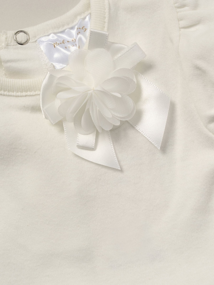 Rock-A-Bye Baby Boutique Rose Ribbon Detail Tutu White Bodysuit and Headband Outfit Set - Image 3 of 3