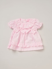 Rock-A-Bye Baby Boutique Pink 100% Cotton Dress Knickers and Bow Headband Outfit Set - Bild 4 von 4