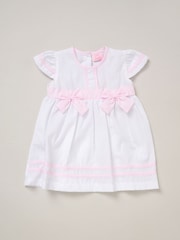 Blanco - Rock-A-Bye Baby Boutique Pink 100% Cotton Dress Knickers and Bow Headband Outfit Set - Imagen 2 de 3