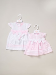 Blanco - Rock-A-Bye Baby Boutique Pink 100% Cotton Dress Knickers and Bow Headband Outfit Set - Imagen 3 de 3