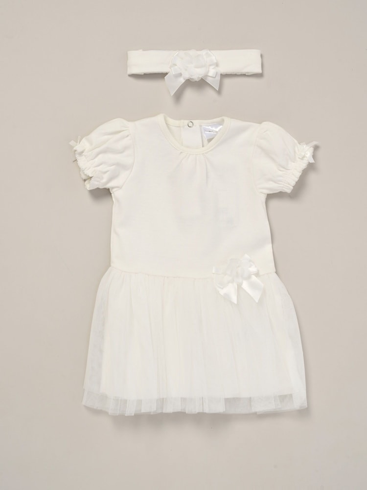 Rock-A-Bye Baby Boutique Rose Ribbon Detail Tutu White Dress and Headband Outfit Set - Image 1 of 3 Rock-A-Bye Baby Boutique Rose Ribbon Detail Tutu White Dress and Headband Outfit Set - Image 1 of 3
