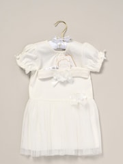 Rock-A-Bye Baby Boutique Rose Ribbon Detail Tutu White Dress and Headband Outfit Set - Image 2 of 3