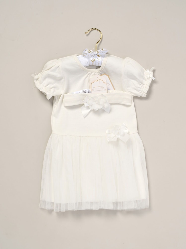 Rock-A-Bye Baby Boutique Rose Ribbon Detail Tutu White Dress and Headband Outfit Set - Image 2 of 3 Rock-A-Bye Baby Boutique Rose Ribbon Detail Tutu White Dress and Headband Outfit Set - Image 2 of 3