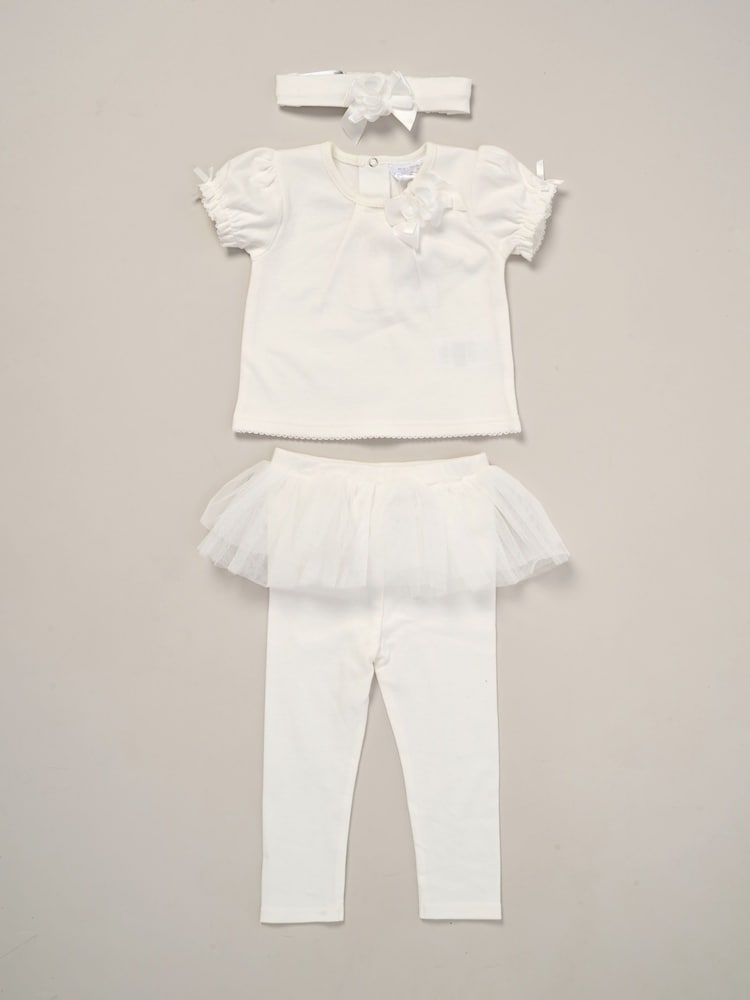 Rock-A-Bye Baby Boutique Rose Ribbon Detail White Top And Leggings Set - Image 1 of 4 Rock-A-Bye Baby Boutique Rose Ribbon Detail White Top And Leggings Set - Image 1 of 4