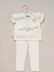 Rock-A-Bye Baby Boutique Rose Ribbon Detail White Top And Leggings Set - Image 2 of 4