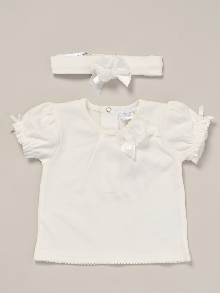 Rock-A-Bye Baby Boutique Rose Ribbon Detail White Top And Leggings Set - Image 3 of 4