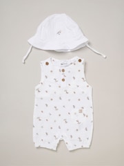 Rock-A-Bye Baby Boutique 100% Cotton Printed Muslin White All in one - Image 1 of 5