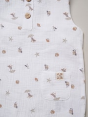Rock-A-Bye Baby Boutique 100% Cotton Printed Muslin White All in one - Image 5 of 5
