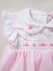 Rock-A-Bye Baby Boutique Pink 100% Cotton Dress Knickers and Bow Headband Outfit Set - Image 3 of 3