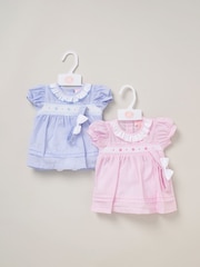 Rock-A-Bye Baby Boutique Pink 100% Cotton Dress Knickers and Bow Headband 2 Pack Outfit Set - Image 4 of 5
